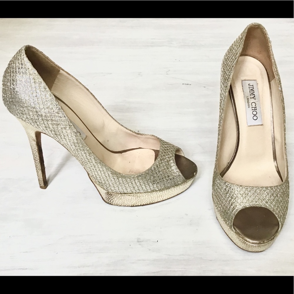 JIMMY CHOO Luna 100 glitter pumps
